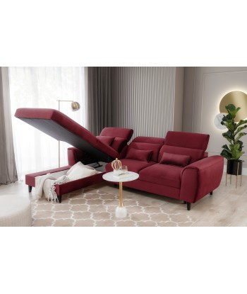 Coltar Extensibil Fobleros Plus Bordeaux cu Lada de Depozitare, Sezlong pe Stanga, Tetiere Reglabile, l267xA196xH83-100 cm 50-70% off 