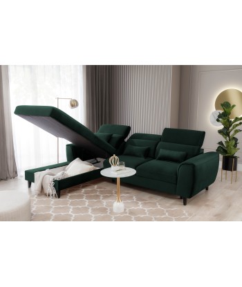 Coltar Extensibil Fobleros Plus Verde Inchis cu Lada de Depozitare, Sezlong pe Stanga, Tetiere Reglabile, l267xA196xH83-100 cm Les magasins à Paris