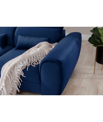 Coltar Extensibil Fobleros Plus Velvet Bleumarin cu Lada de Depozitare, Sezlong pe Stanga, Tetiere Reglabile, l267xA196xH83-100 cm commande en ligne