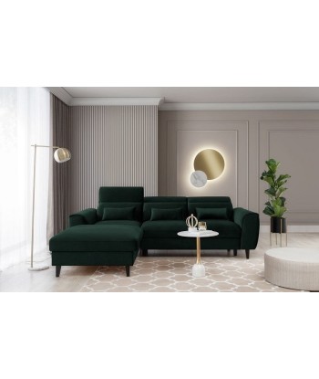 Coltar Extensibil Fobleros Plus Verde Inchis cu Lada de Depozitare, Sezlong pe Stanga, Tetiere Reglabile, l267xA196xH83-100 cm Les magasins à Paris