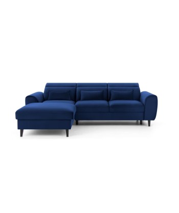 Coltar Extensibil Fobleros Plus Velvet Bleumarin cu Lada de Depozitare, Sezlong pe Stanga, Tetiere Reglabile, l267xA196xH83-100 cm commande en ligne