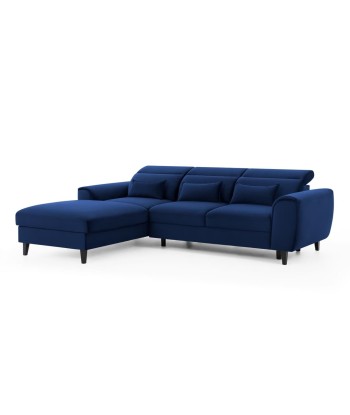 Coltar Extensibil Fobleros Plus Velvet Bleumarin cu Lada de Depozitare, Sezlong pe Stanga, Tetiere Reglabile, l267xA196xH83-100 cm commande en ligne