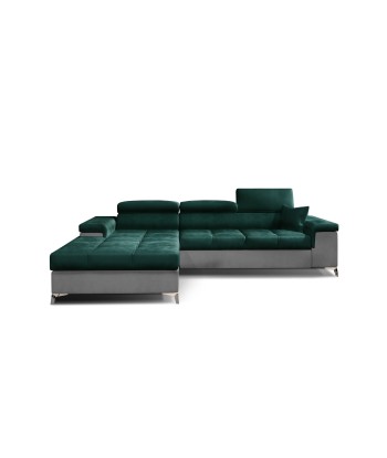 Coltar Extensibil Ricky Plus Verde / Gri Deschis cu Lada de Depozitare, Sezlong pe Stanga, Tetiere Reglabile, Perna Inclusa, l280xA205xH70-90 cm suggérées chez