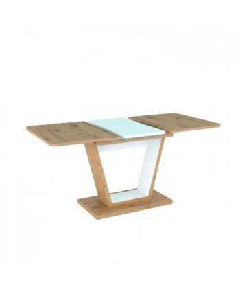 Table extensible en aggloméré, Chêne Nigel / Blanc, L120-160xl80xH76 cm ou a consommer sur place