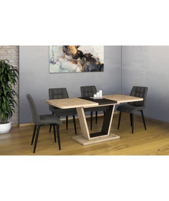 Table extensible en aggloméré, Chêne Nigel / Graphite, L120-160xl80xH76 cm Pour