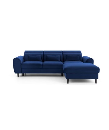 Coltar Extensibil Fobleros Plus Velvet Bleumarin cu Lada de Depozitare, Sezlong pe Dreapta, Tetiere Reglabile, l267xA196xH83-100 cm en ligne