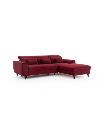 Coltar Extensibil Fobleros Plus Bordeaux cu Lada de Depozitare, Sezlong pe Dreapta, Tetiere Reglabile, l267xA196xH83-100 cm Livraison rapide