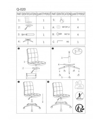 Chaise de bureau ergonomique rembourrée avec tissu Q-020 Velours Bordeaux, l45xA40xH87-97 cm Comment ça marche