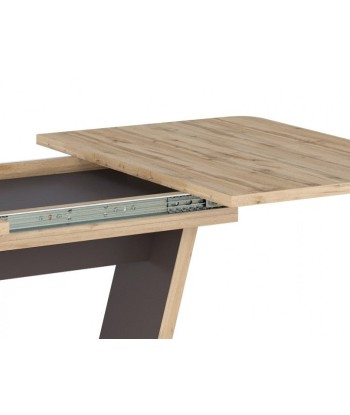 Table extensible en aggloméré, Chêne Nigel / Graphite, L120-160xl80xH76 cm Pour