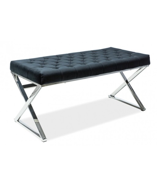 Banc capitonné en tissu, avec pieds en métal Noir Onyx, l100xA46xH48 cm En savoir plus