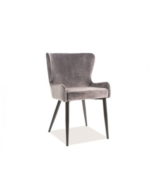 Chaise rembourrée avec tissu et pieds en métal Passo II Velours Gris / Noir, l53xA62xH85 cm Profitez des Offres !