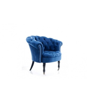 Fauteuil fixe tapissé de tissu et pieds en bois Philips Velvet, Bleu foncé, l87xA78xH83 cm Faites des économies