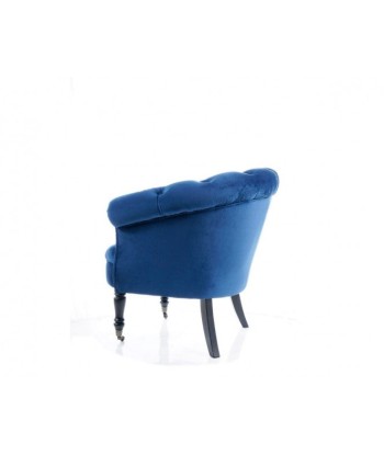 Fauteuil fixe tapissé de tissu et pieds en bois Philips Velvet, Bleu foncé, l87xA78xH83 cm Faites des économies