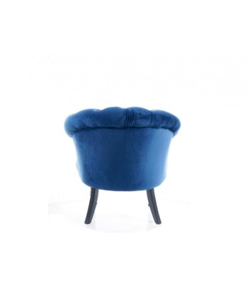 Fauteuil fixe tapissé de tissu et pieds en bois Philips Velvet, Bleu foncé, l87xA78xH83 cm Faites des économies