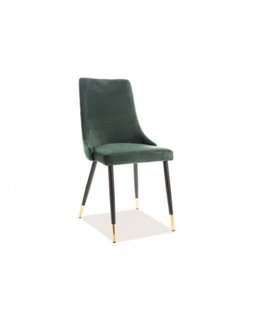 Chaise rembourrée en tissu, avec pieds en métal Velours Piano Vert / Noir / Or, l45xA44xH92 cm Le MVP de beaucoup