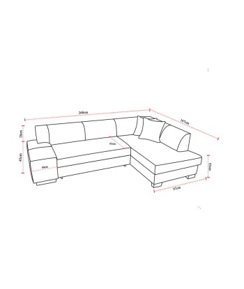 Coltar Extensibil Fabioleta cu Lada de Depozitare, Sezlong pe Dreapta, Perne Incluse, l268xA167xH73 cm la colonne vertébrale