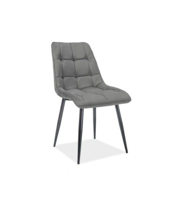 Chaise rembourrée en tissu avec pieds en métal Chic Velours Mat Gris / Noir, l50xA58xH88 cm Comment ça marche