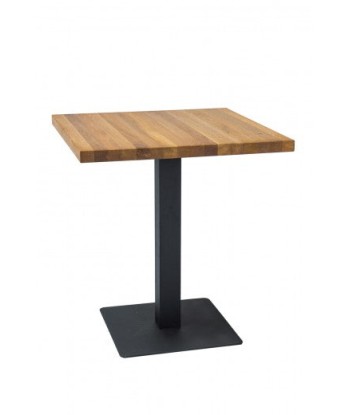 Table en métal et placage, Puro, Noir / Chêne, L70xl70xh76 cm Dans la société mordern