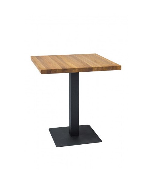 Table en métal et placage, Puro, Noir / Chêne, L70xl70xh76 cm Dans la société mordern