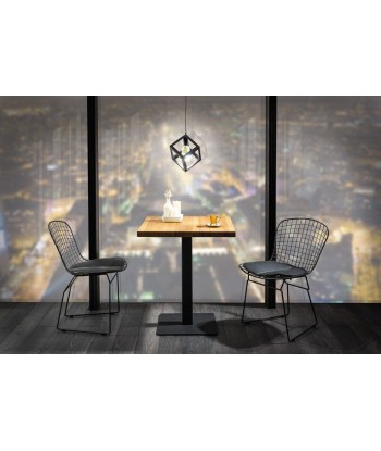 Table en métal et placage, Puro, Noir / Chêne, L70xl70xh76 cm Dans la société mordern