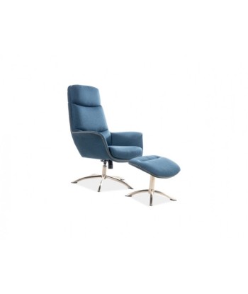 Fauteuil relax capitonné en tissu + tabouret Regan Bleu sarcelle, l75xA80xH104 cm est présent 