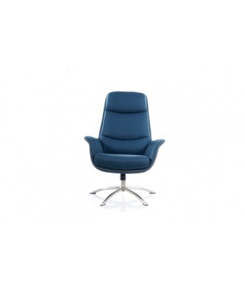 Fauteuil relax capitonné en tissu + tabouret Regan Bleu sarcelle, l75xA80xH104 cm est présent 