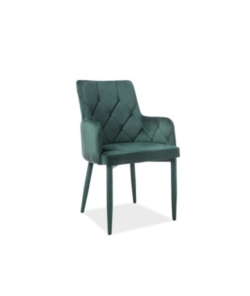 Chaise rembourrée en tissu et pieds en métal Velours Rico Vert, l50xA44xH88 cm plus qu'un jeu 