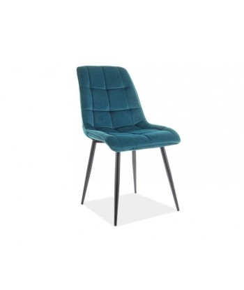 Chaise rembourrée en tissu avec pieds en métal Chic Matt Velvet Turquoise / Noir, l50xA58xH88 cm Par le système avancé 