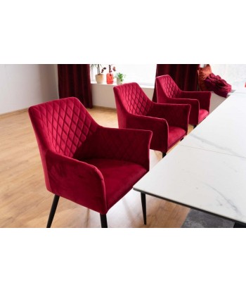 Chaise rembourrée avec tissu et pieds en métal Sergio Velours Bordeaux / Noir, l45xA45xH86 cm sur le site 