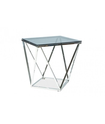 Table basse en verre et métal d'argent B Chrome, L50xl50xH53 cm en ligne