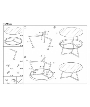 Table basse en verre et métal Temida B Marron / Chrome, Ø76xH40 cm du meilleur 