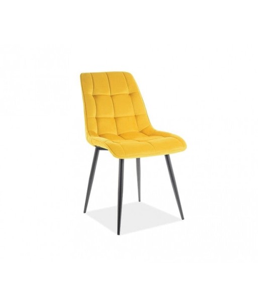 Chaise rembourrée en tissu avec pieds en métal Chic Velours Mat Jaune / Noir, l50xA58xH88 cm en ligne des produits 