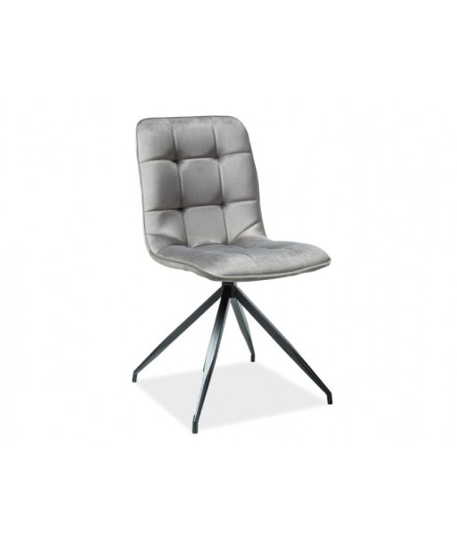 Chaise rembourrée avec tissu et pieds en métal Velours Texo Gris / Noir, l45xA42xH87 cm de l' environnement