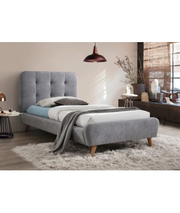 Lit recouvert de tissu Tiffany II, Gris, 90 x 200 cm de France