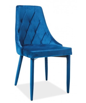 Chaise capitonnée tissu et pieds métal Trix Velours Bleumarin, l46xA46xH88 cm pas cheres