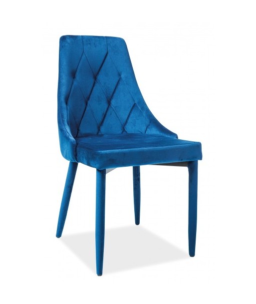 Chaise capitonnée tissu et pieds métal Trix Velours Bleumarin, l46xA46xH88 cm pas cheres