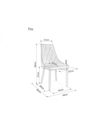 Chaise rembourrée avec tissu et pieds en métal Trix Velours Noir, l49xA59xH89 cm Les magasins à Paris et en Île-de-France