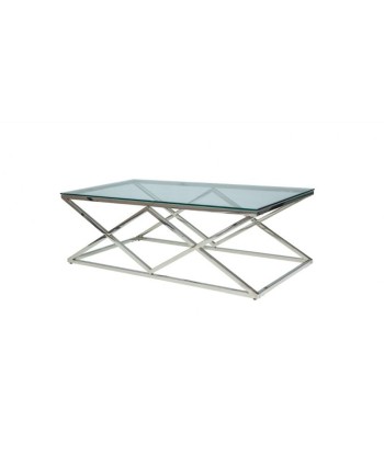 Table basse, métal et verre Zegna A Chrome, L120xl60xH40 cm solde