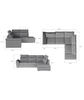 Coltar Extensibil Lorette cu Lada de Depozitare, Sezlong pe Stanga, Tetiere Reglabile, l260xA210xH82-102 cm les ligaments