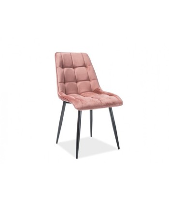 Chaise capitonnée tissu et pieds métal Chic Velours Rose / Noir, l51xA44xH89 cm une grave pollution 