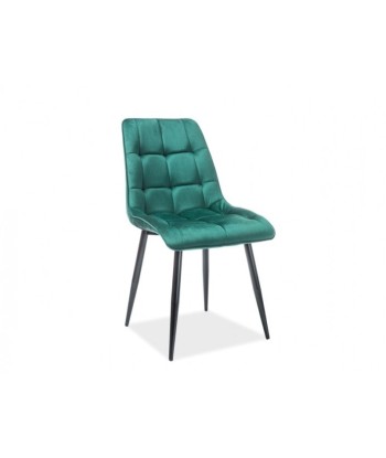 Chaise rembourrée avec tissu et pieds en métal Chic Velours Vert foncé / Noir, l51xA44xH89 cm ouvre sa boutique