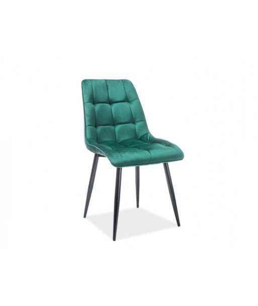 Chaise rembourrée avec tissu et pieds en métal Chic Velours Vert foncé / Noir, l51xA44xH89 cm ouvre sa boutique