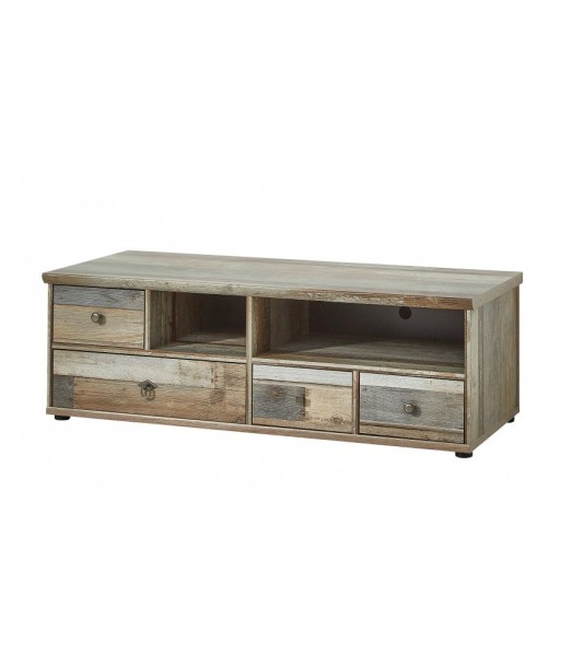 Commode TV en palette, avec 4 tiroirs Bazna Small Natur / Gris foncé, l130xA52xH43 cm Toutes les collections ici