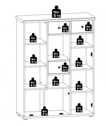 Armoire palette, avec 3 tiroirs et 3 portes Bazna Medium Natur / Gris foncé, l99xA39xH133 cm À commander