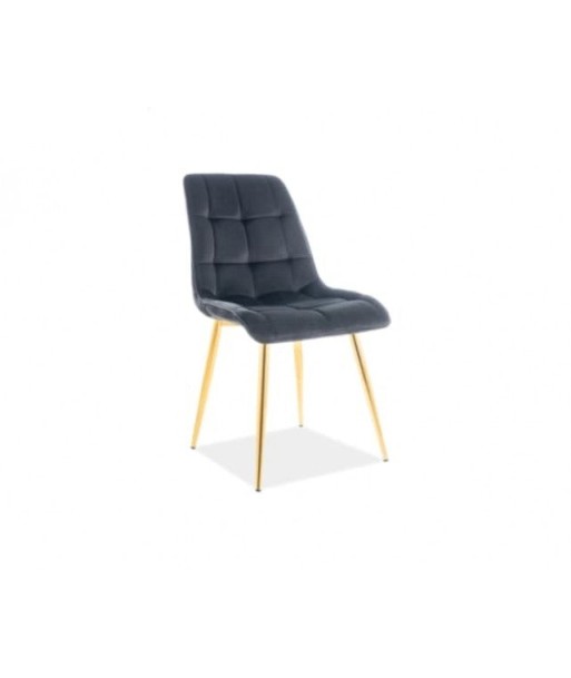 Chaise rembourrée en tissu, avec pieds en métal Chic Velours Noir / Or, l50xA58xH88 cm votre restaurant rapide dans 