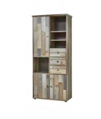 Ensemble de meubles de salon en bois, 4 pièces Bazna Large Natur / Gris foncé pas cher chine