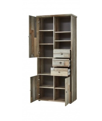 Ensemble de meubles de salon en bois, 4 pièces Bazna Large Natur / Gris foncé pas cher chine