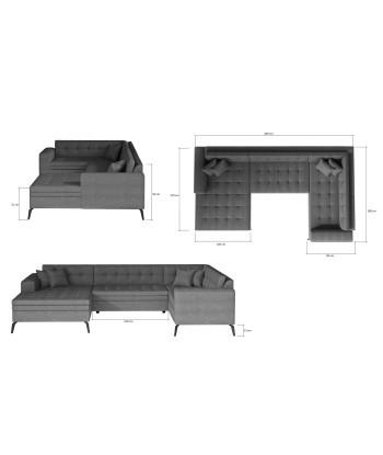 Coltar Extensibil Monty cu Sezlong pe Stanga, l340xA180xH93 cm les muscles