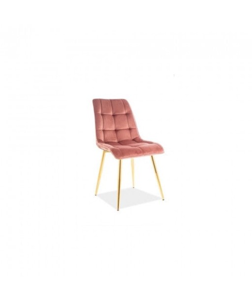 Chaise capitonnée tissu et pieds métal Chic Velours Rose/Or, l50xA58xH88 cm Véritable concentré