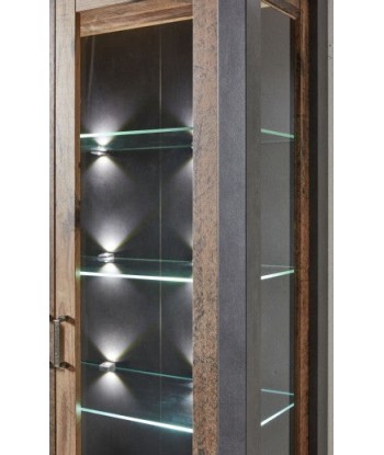 Vitrine palette, avec 1 porte et 1 tiroir Chelsea Naturel / Graphite, l69xA40xH194 cm outlet